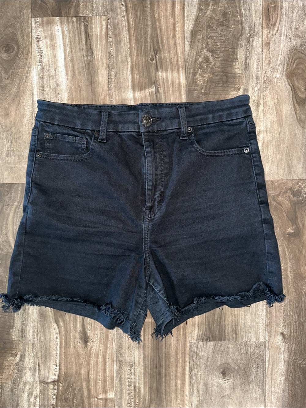 American Eagle Next Level Stretch Black Denim Shorts Size 12